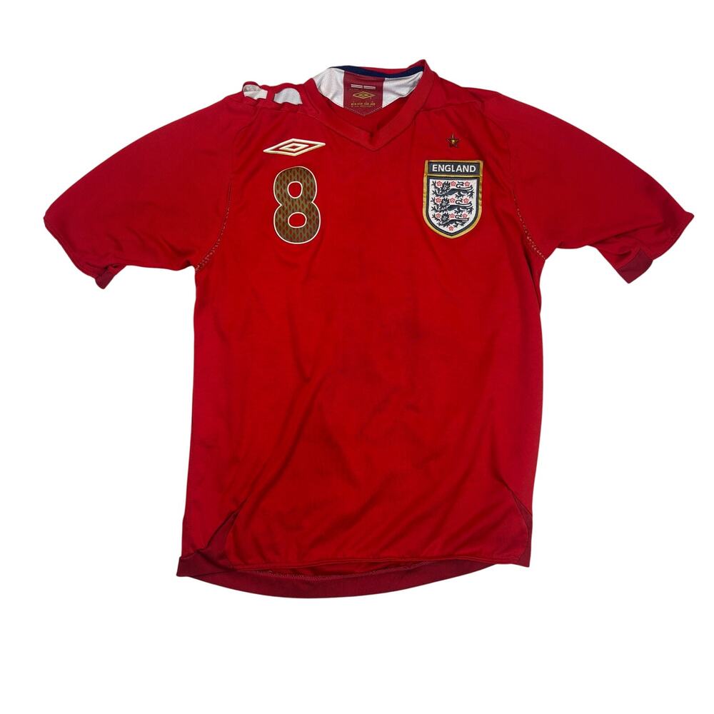 England 2006-2008 Away Football T Shirt Small Red Umbro #8 Frank Lampard - Picture 3 of 15